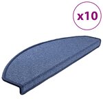 vidaXL Tapis d'escalier 10 pièces 65 x 24 x 4 cm Bleu Demi-rond Grand