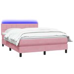 vidaXL Sommier à lattes de lit avec matelas et LED rose 140x210 cm velours
