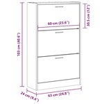 vidaXL Armoire à chaussure Blanc brillant 63x24x103 cm Bois ingénierie