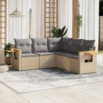 vidaXL Salon de jardin avec coussins 5 Pièces beige résine tressée