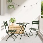 vidaXL Chaises de jardin pliantes 2 Pièces Vert foncé 42x52x82 cm Acier revêtu de poudre