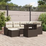 vidaXL Ensemble de salon de jardin 7 pièces avec coussins en poly rotin marron