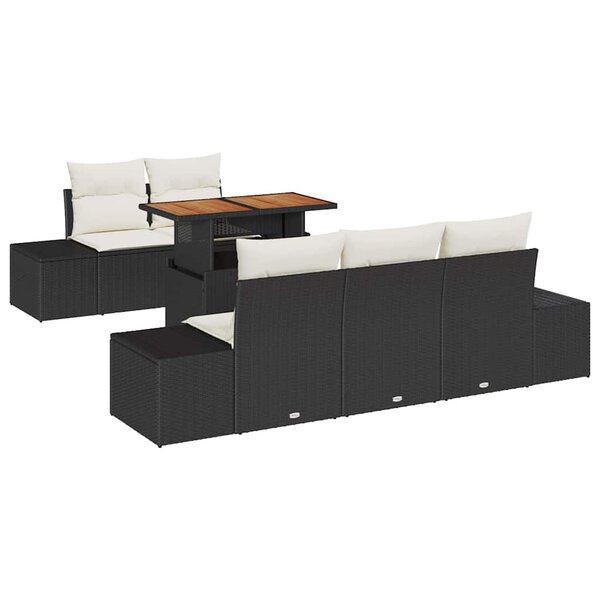vidaXL Ensemble de canapé de jardin 6 Pièces Noir Poly rotin