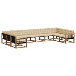 vidaXL Ensemble de canapés d'extérieur 10 pc Naturel et Beige