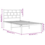 vidaXL Cadre de lit métal sans matelas avec tête de lit blanc 75x190cm