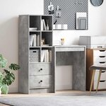 vidaXL Bureau avec tiroir avec étagère avec stockage 2 Pièces Gris béton