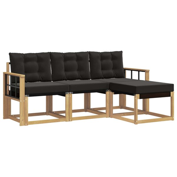 vidaXL Ensemble de canapés d'extérieur 4 pc Blanc et noir
