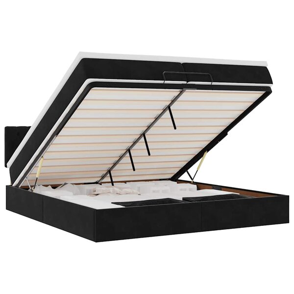 vidaXL Cadre de lit ottoman avec matelas noir 200x200 cm velours
