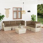 vidaXL Salon de jardin palette 6 Pièces avec coussins bois d'épicéa
