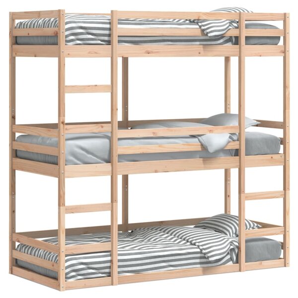 vidaXL Lit superposé triple sans matelas 75x190 cm bois de pin massif