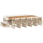 vidaXL Ensemble à manger de jardin et coussins 15 Pièces beige