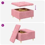 vidaXL Pouf de rangement avec coussin Rose 80 x 80 x 45 cm Velours