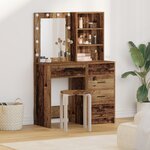 Set de coiffeuse 2 pièces avec LED en bois vieilli en bois d'ingénierie
