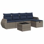 vidaXL Salon de jardin 6 Pièces avec coussins gris résine tressée