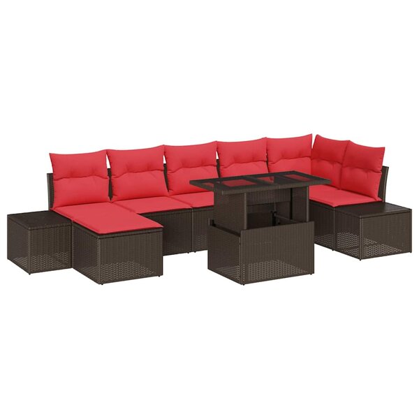 vidaXL Ensemble de canapé de jardin 8 Pièces Marron Poly rotin