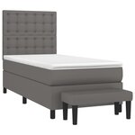 vidaXL Sommier à lattes de lit avec matelas Gris 80x200 cm Similicuir