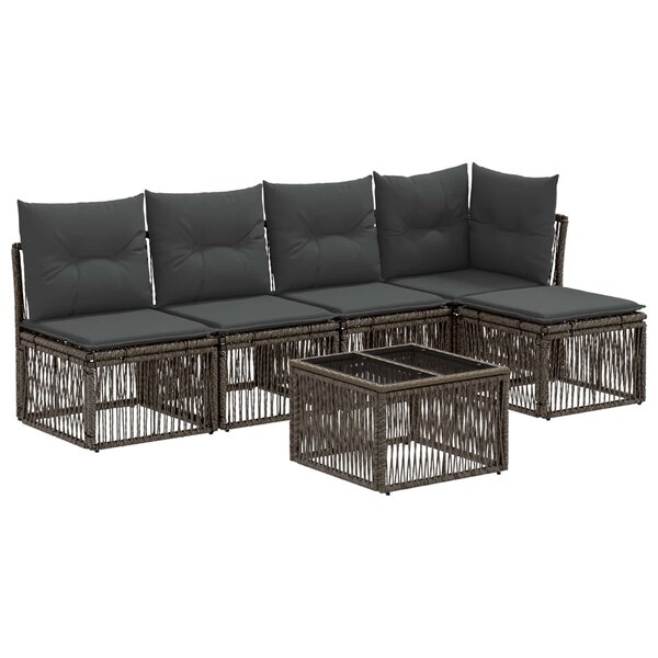vidaXL Ensemble de canapé de jardin 6 Pièces Gris polyrotin