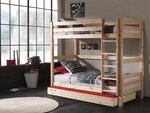 PINO  Lit Superposé Pin Massif Bois Nature + Lit gigogne