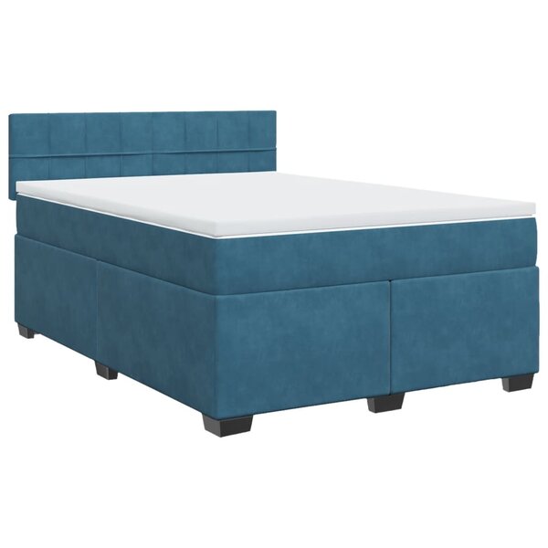 vidaXL Sommier à lattes de lit et matelas Bleu foncé 140x190cm Velours