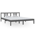 vidaXL Cadre de lit Gris Bois massif 160x200 cm