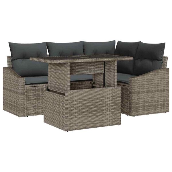 vidaXL Ensemble de canapé de jardin 5 Pièces Gris 100 x 55 x 73 cm