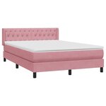 vidaXL Sommier à lattes de lit avec matelas rose 160x210 cm velours
