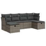 vidaXL Salon de jardin 6 Pièces avec coussins gris résine tressée