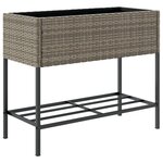 vidaXL Jardinière avec étagère gris résine tressée