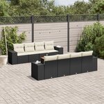 vidaXL Salon de jardin 9 Pièces avec coussins noir résine tressée