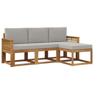 vidaXL Ensemble de canapés d'extérieur 4 pc Naturel et gris clair