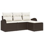 vidaXL Ensemble de Canapés de Jardin 4 Pièces avec Coussins en Rattan Poly Marron