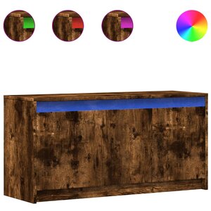 vidaXL Meuble TV avec LED chêne fumé 100x34x50 cm bois d'ingénierie