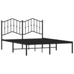 vidaXL Cadre de lit métal sans matelas avec tête de lit noir 135x190cm