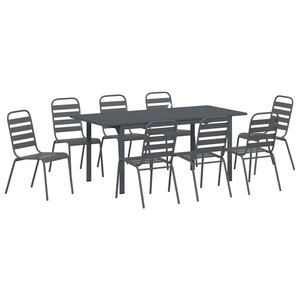 vidaXL Ensemble de salle à manger pour jardin 9 Pièces Anthracite