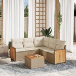 vidaXL Salon de jardin avec coussins 6 Pièces beige résine tressée