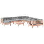 vidaXL Salon de jardin avec coussins 12 Pièces bois massif sapin douglas
