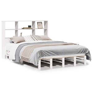 vidaXL Lit bibliothèque sans matelas blanc 140x200 cm bois massif