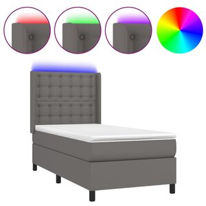 vidaXL Sommier à lattes de lit matelas LED Gris 80x200 cm Similicuir