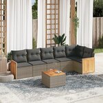 vidaXL Salon de jardin avec coussins 7 Pièces gris résine tressée