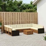 vidaXL Ensemble de canapés d'extérieur 10 pc Naturel et Crème
