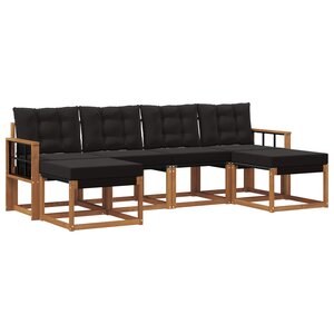 vidaXL Ensemble de canapés d'extérieur 6 pc Naturel et Noir