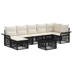 vidaXL Ensemble de canapé de jardin 8 Pièces Noir polyrotin