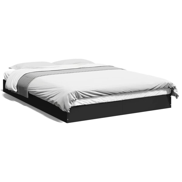 vidaXL Cadre de lit sans matelas noir 140x200 cm bois d'ingénierie