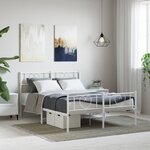 vidaXL Cadre de lit métal avec tête de lit/pied de lit blanc 135x190cm