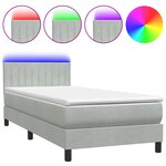 vidaXL Sommier à lattes de lit et matelas et LED gris clair 90x220 cm velours