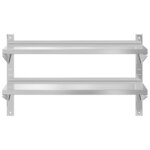 vidaXL Étagère murale à 2 niveaux 100x40x60cm argenté acier inoxydable