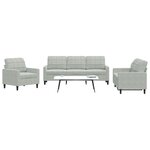 vidaXL Ensemble de canapés 3 Pièces avec coussins Gris clair Velours