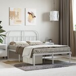 vidaXL Cadre de lit métal sans matelas et tête de lit blanc 120x190 cm