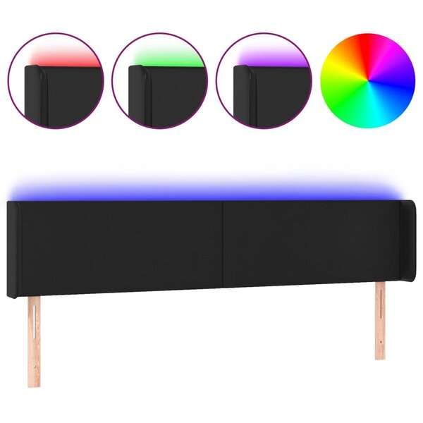 vidaXL Tête de lit à LED Noir 163x16x78/88 cm Similicuir