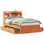 vidaXL Lit bibliothèque sans matelas cire marron 135x190 cm pin massif